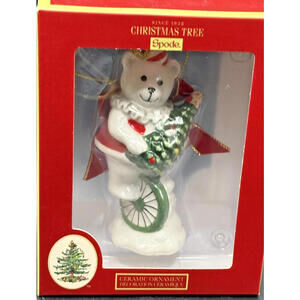 Spode Christmas Tree Ornament, Polar Bear on Unicycle, NIB, Adorable